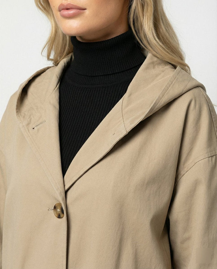 Claire | Eleganter und lässiger wasserdichter Trenchcoat mit Kapuze
