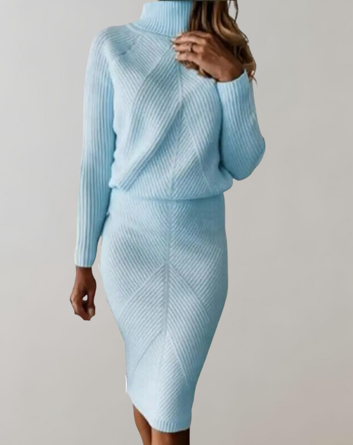 Chloe | Kuscheliges und elegantes zweiteiliges Strick-Set mit Rollkragen