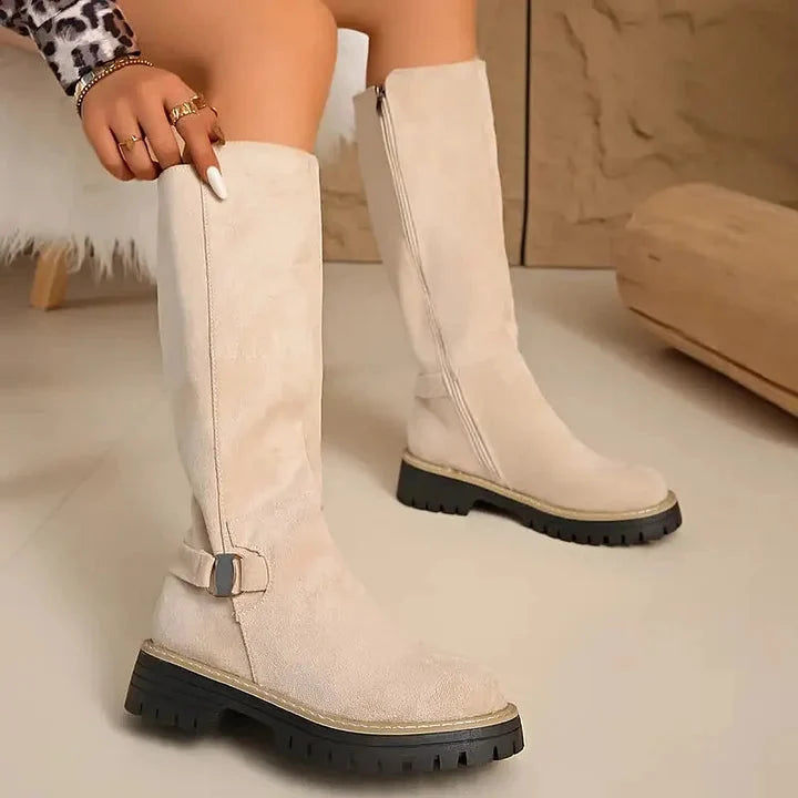 Adeline | Elegant And Versatile Buckle Accent Knee High Boots