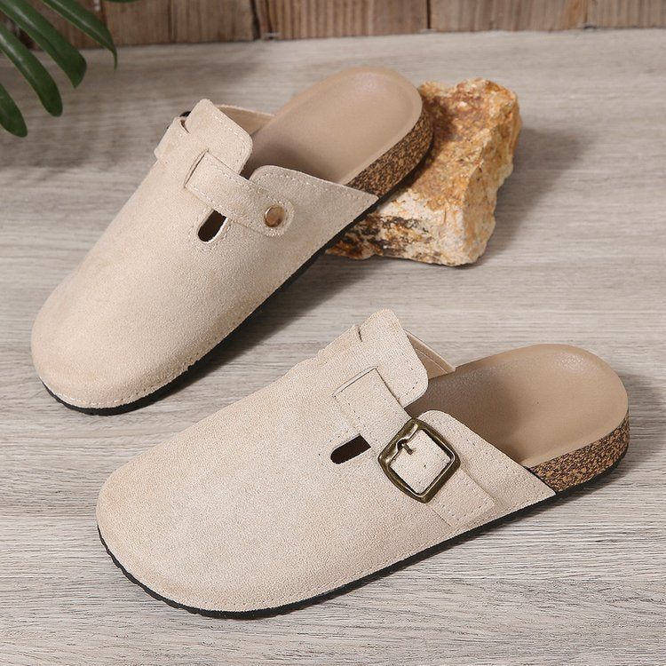 Aurelia | Mules confortables en daim à boucle, à enfiler, pour femme