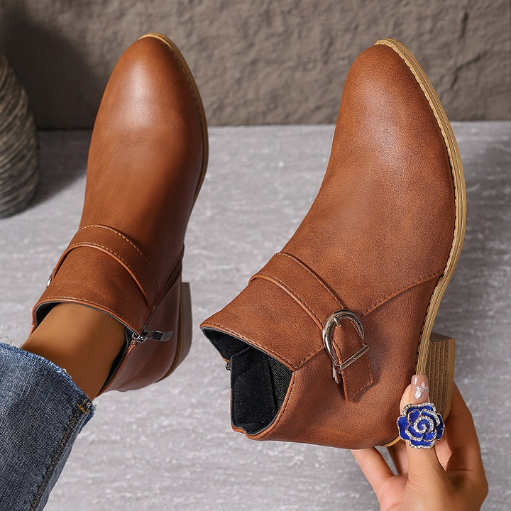 Eliana | Stylish Buckle-Strap Chelsea Ankle Boots