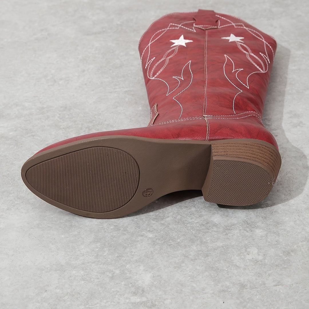 Victoria | Bold And Star-Embroidered Western Cowboy Boots