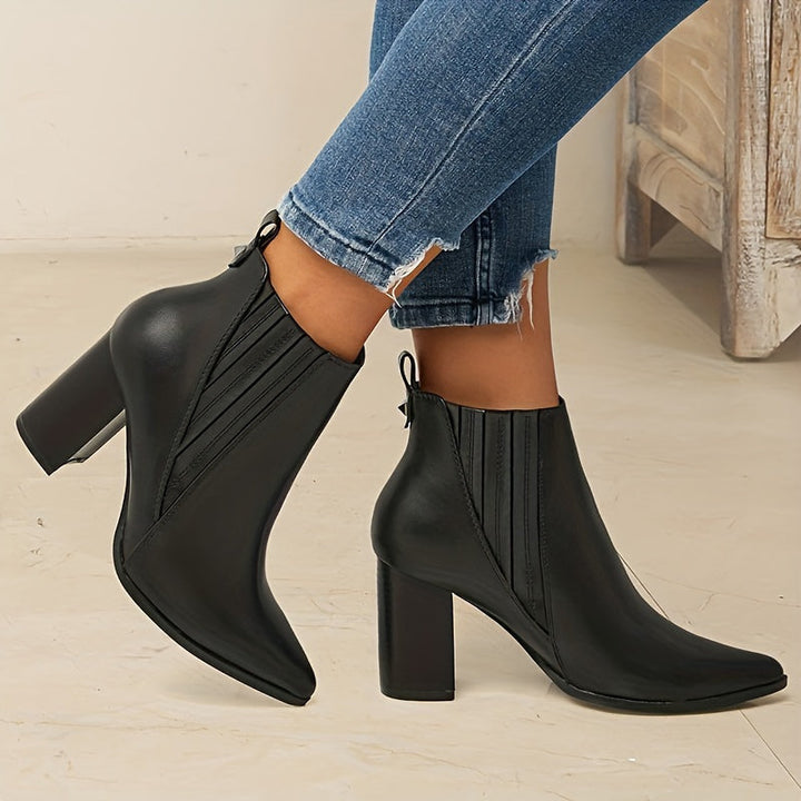 Madison | Comfortable Pointed Toe Block Heel Ankle Boots