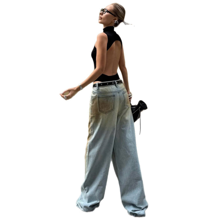 Hazel | Jean confortable à jambes larges, en denim délavé d’inspiration vintage
