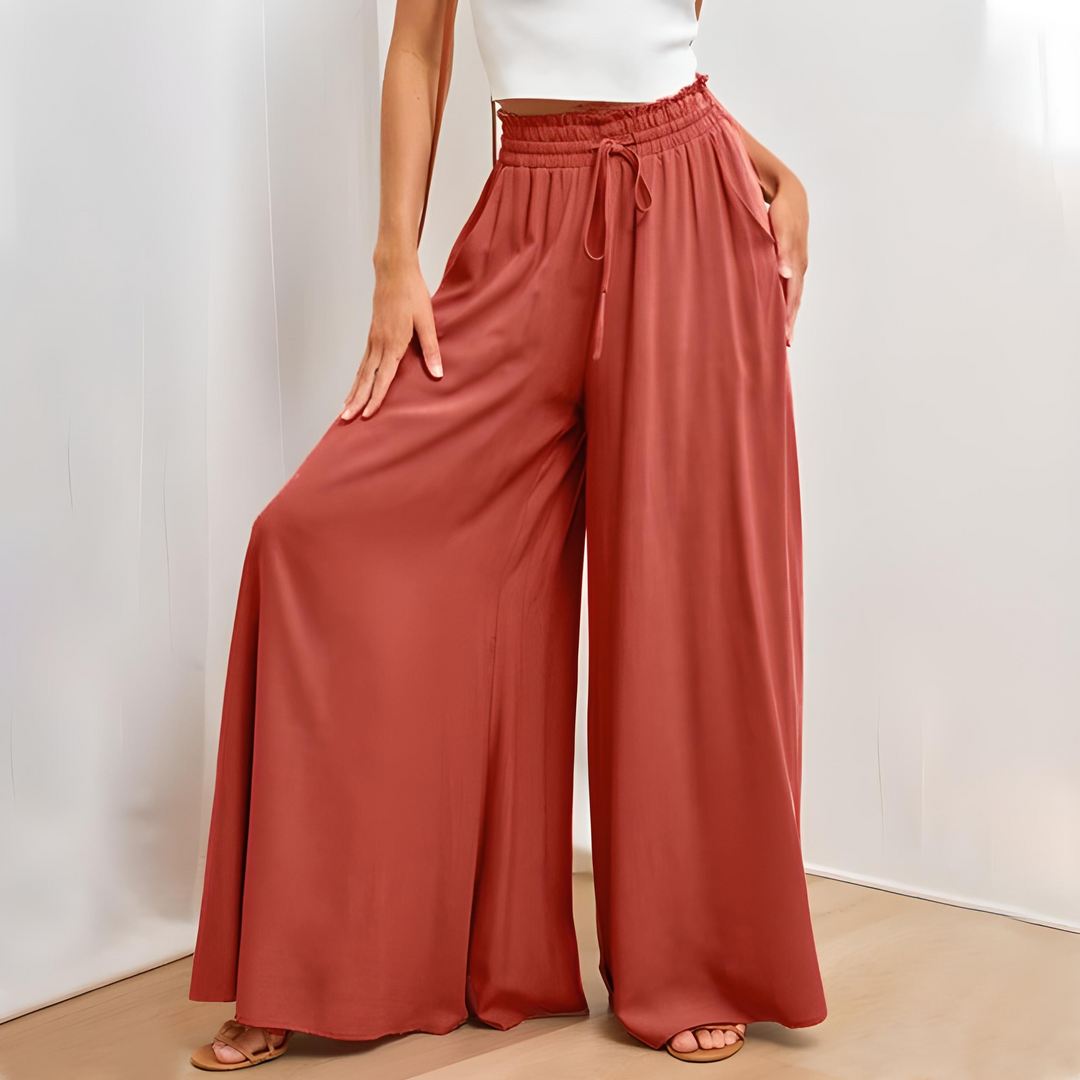 Sophia | Elegante und atmungsaktive Hose aus reiner Baumwolle mit weitem Bein