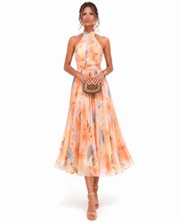 Lily | Robe longue élégante et fluide à col halter