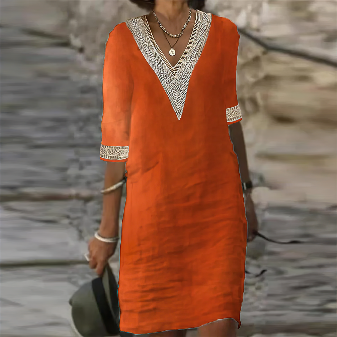 Alice | Women's Summer Dress - Cotton-Linen Blend, Casual Chic 5