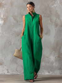 Charlotte | Minimalist Sleeveless Wide Leg Jumpsuit