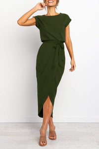 Robe midi fluide à volants en ligne A