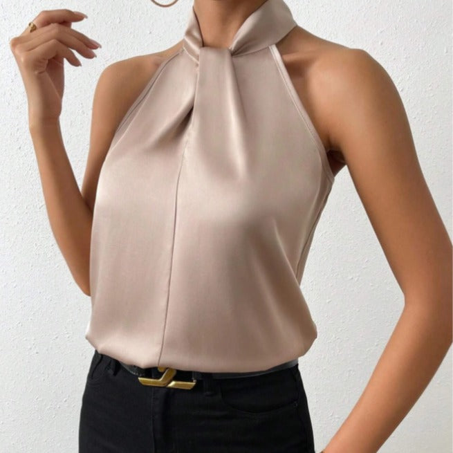 Anya | Sophisticated Silk Knot Neck Top 0