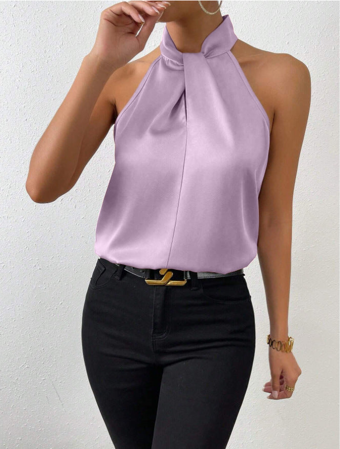 Anya | Sophisticated Silk Knot Neck Top 14
