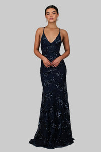 Robe maxi scintillante dos nu glamour