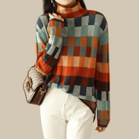 Col roulé en tricot patchwork en cachemire doux