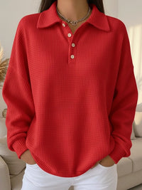 Eliana | Elegant Stretch Knit Polo Sweater
