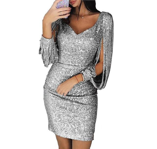 Calista | Sparkling Sequin V-Neck Homecoming Dress 4