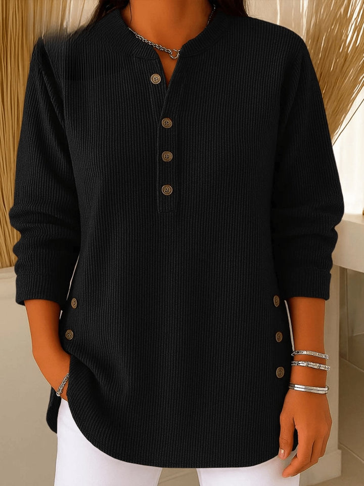 Camila | Comfortable And Warm Longline Henley Ribbed Tunic Top 5