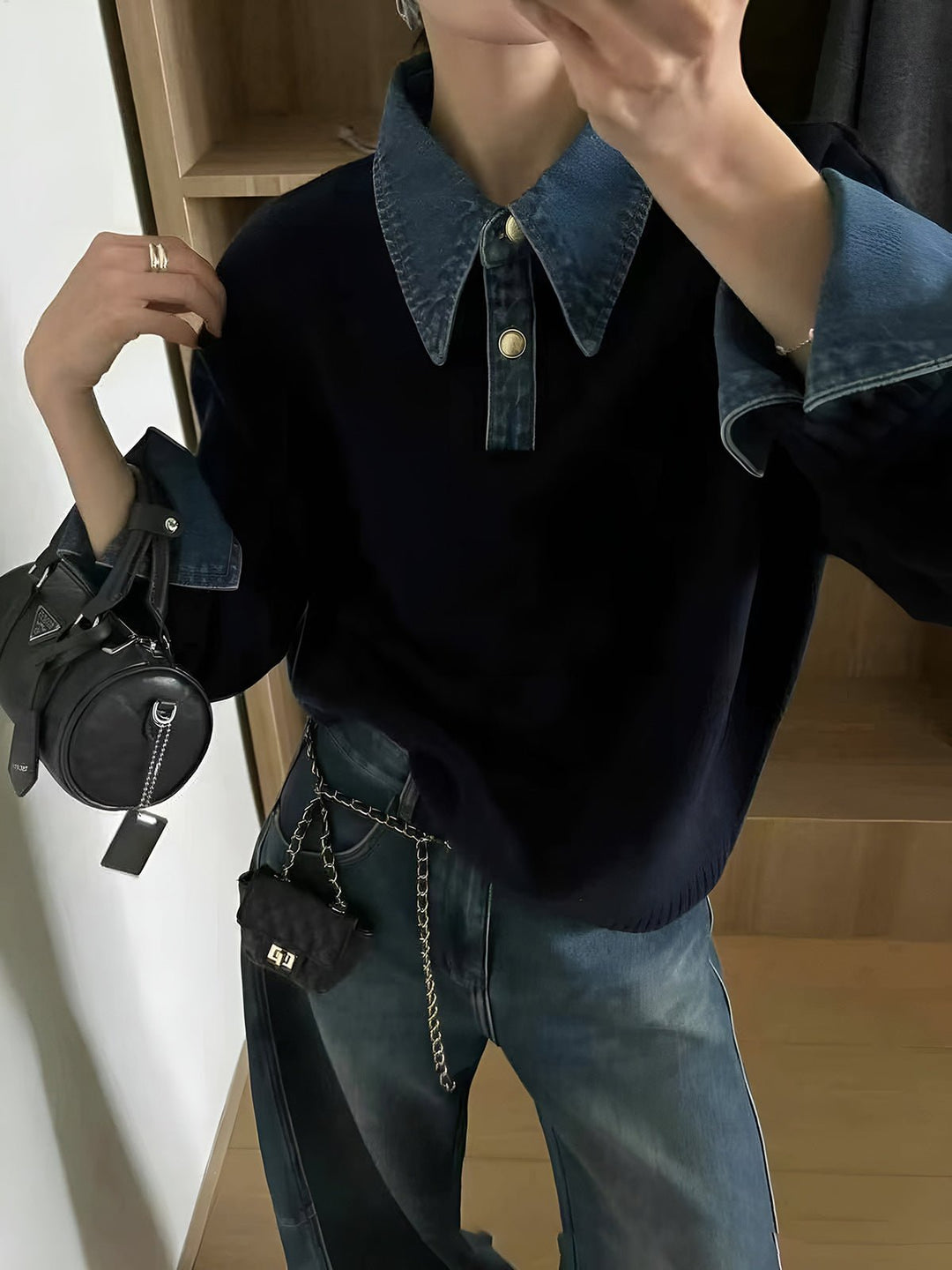 Charlotte | Comfortable And Warm Denim-Collar Knit Polo Sweater 1