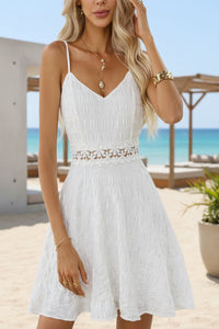 Lily | Charming Floral Lace Detail A Line Mini Dress