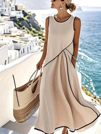 Robe d'été sans manches en ligne A sophistiquée