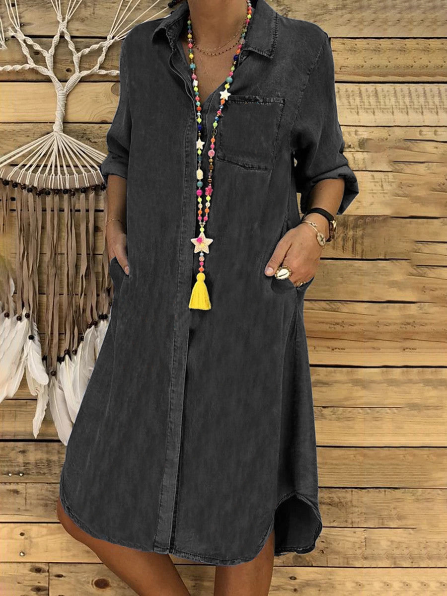 Clara | Casual Relaxed Denim Shirt Dress 0