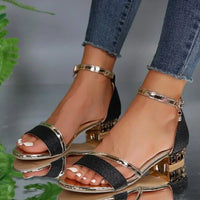 Luna | Sophisticated And Comfortable Glitter Block Heel Sandals