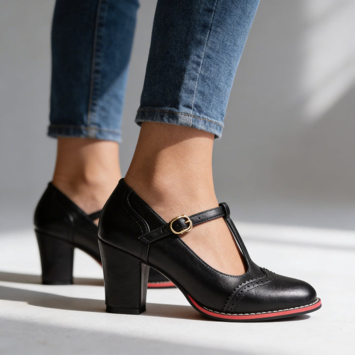 Clara | Vintage T-Strap Brogue Block Heel Mary Jane 0