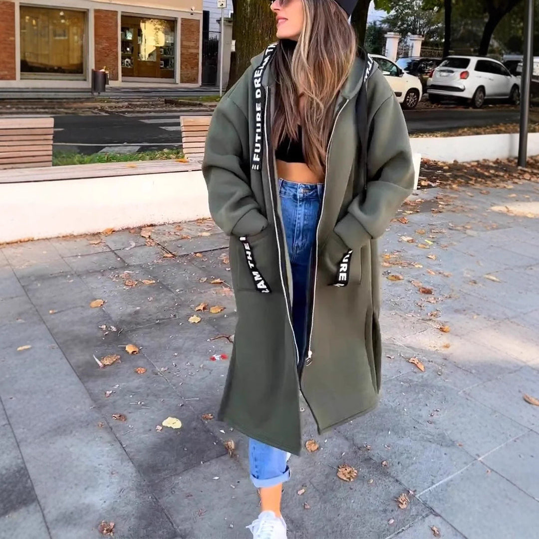 Daisy | Long sweat coat with hood 4