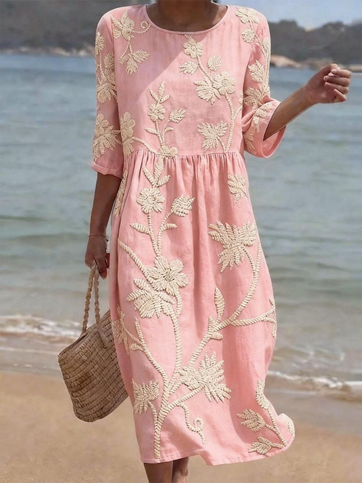 Dorelle | Elegant Floral Embroidered Midi Dress for Wedding Guests & Summer Events 2