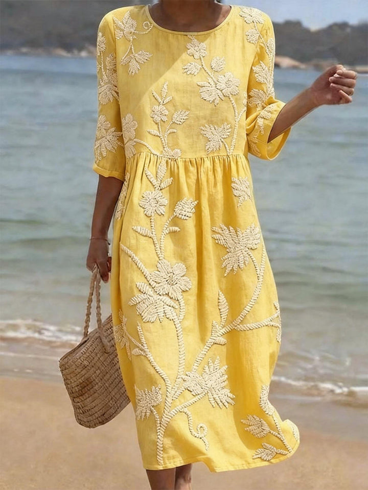 Dorelle | Elegant Floral Embroidered Midi Dress for Wedding Guests & Summer Events 4
