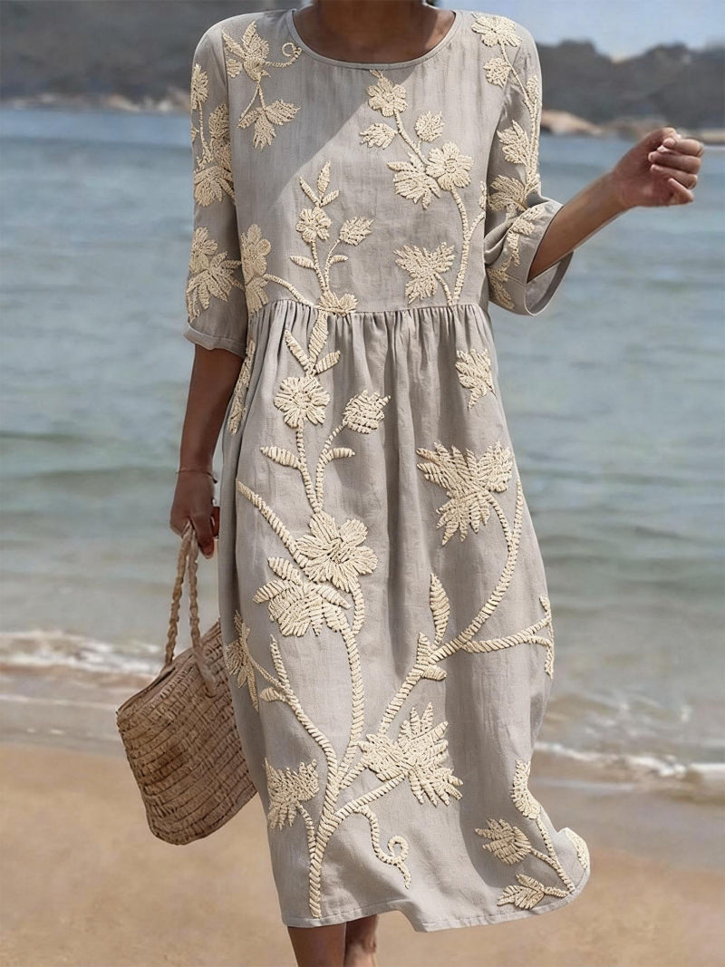 Dorelle | Elegant Floral Embroidered Midi Dress for Wedding Guests & Summer Events 5