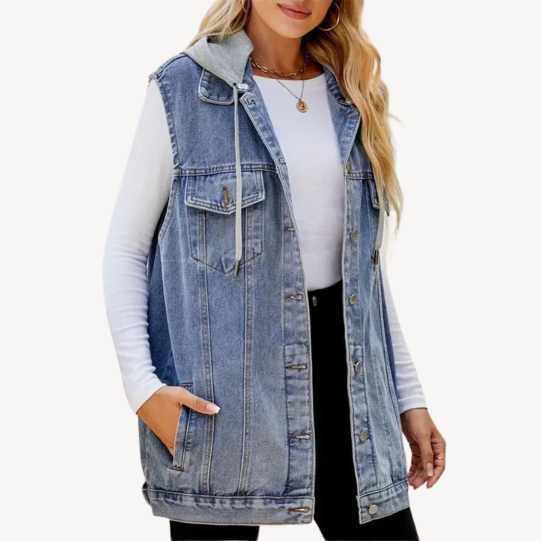 Drune | Denim Hoodie Vest for Women 0