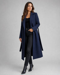 Clara | Sophistication Belted Wool Blend Long Trench Coat