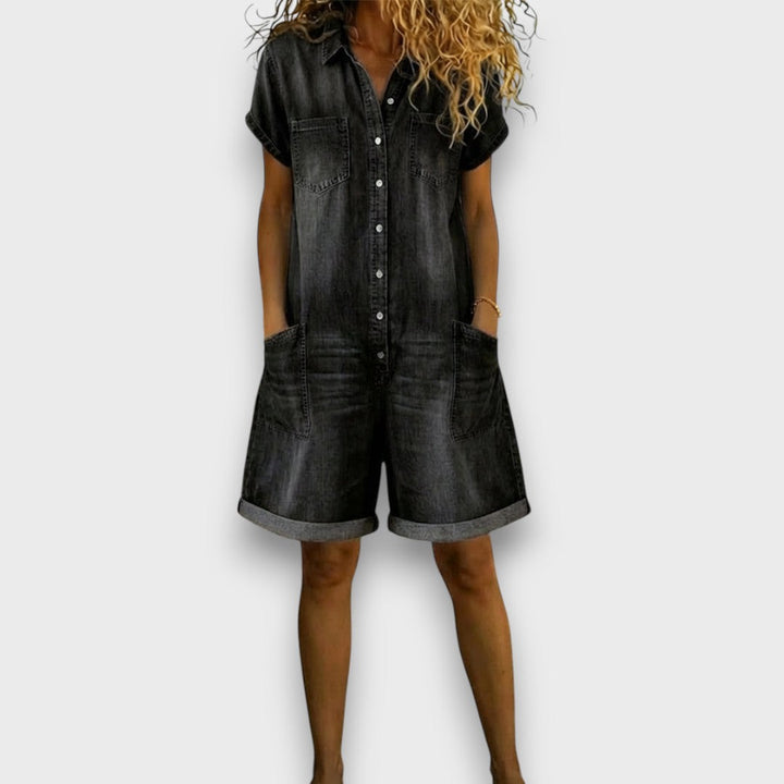 Elena | Vintage Style Denim-Look Jumpsuit 2
