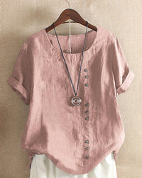 Freya | Elegant and Breathable Linen Button Front Summer Top