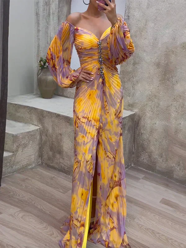 Emily | Elegant Off-shoulder V-Neck Wedding Guest Dress 0