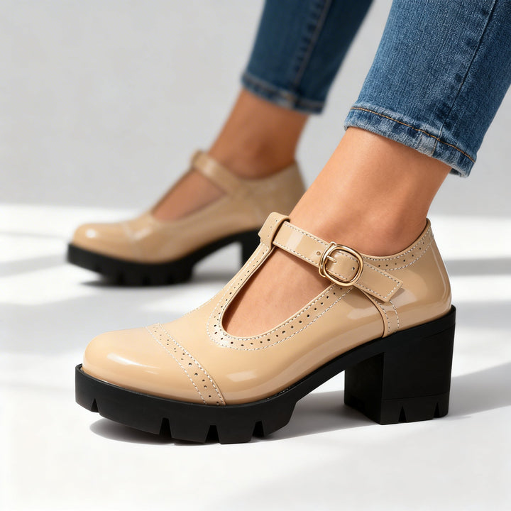 Evelyn | Sophistication and Classic T-Strap Brogue Block Heel Mary Jane 5