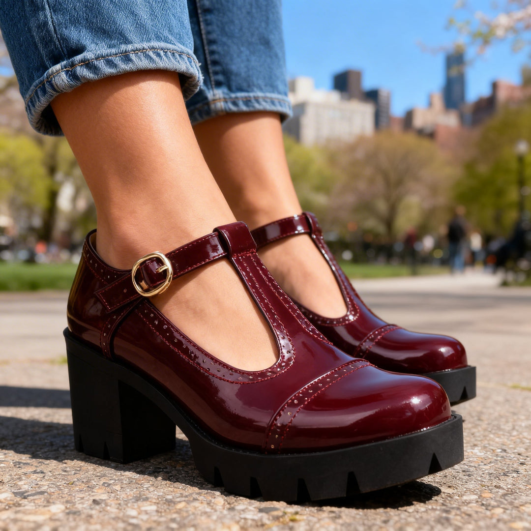 Evelyn | Sophistication and Classic T-Strap Brogue Block Heel Mary Jane 6