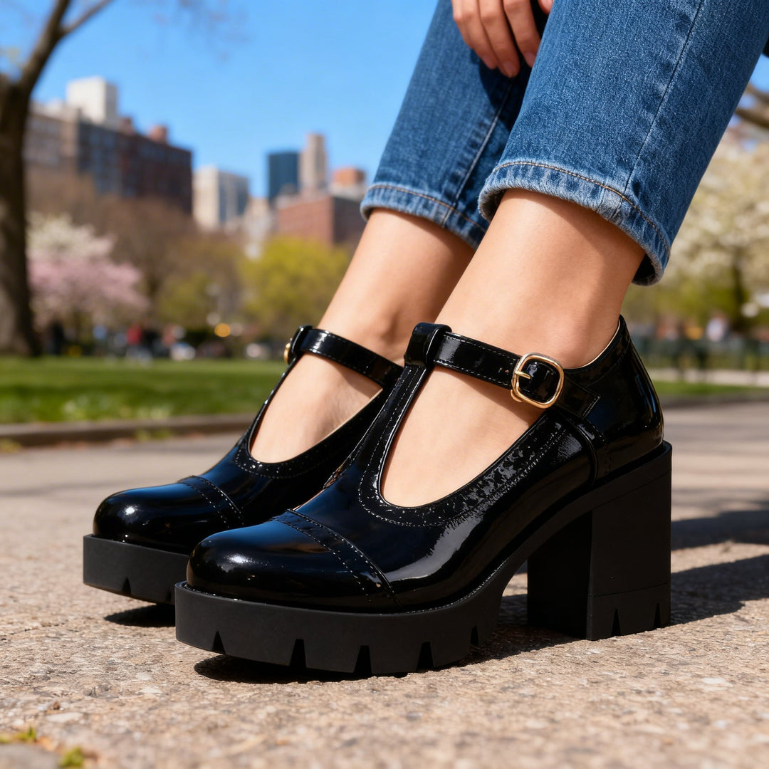 Evelyn | Sophistication and Classic T-Strap Brogue Block Heel Mary Jane 7