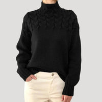 Emily | Textured Cable Knit Turtleneck Sweater