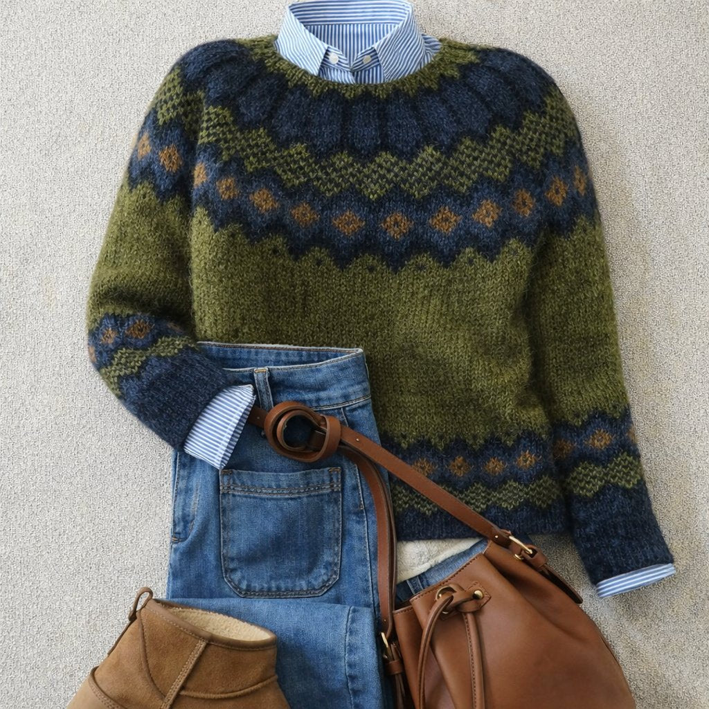 Florence | Women's Fair Isle Nordic Knit Relaxed-Fit Crew-Neck Jumper 0