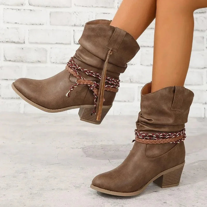 Franziska | Braided Tassel Water-Resistant Western Boots 1