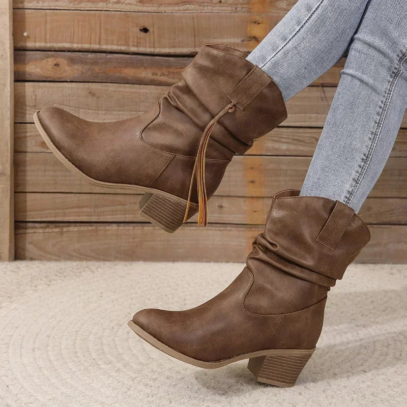 Franziska | Braided Tassel Water-Resistant Western Boots 4