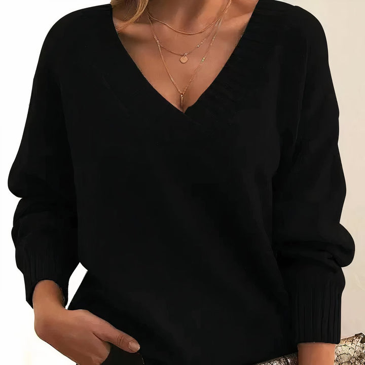 Grace | Women's V-Neck Long Sleeve Cashmere Blend Knit Sweater 1