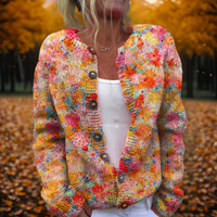 Chloe | Floral Print And Cozy Knit Cardigan