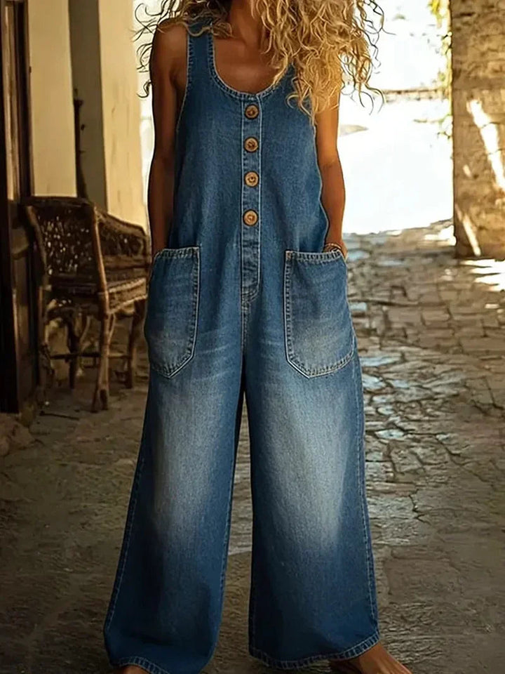 Harper | Vintage Relaxed Button-Front Overalls Jumpsuit 1