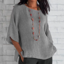 Harper | Women's Relaxed-Fit V-Neck 3/4 Sleeve Linen Tunic 5