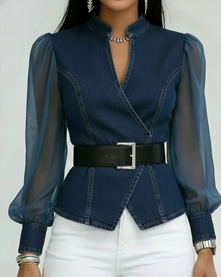 Haven | Elegant Wrap Top with Chiffon Sleeves - Stylish Women's Top & Blouse for Going Out 3