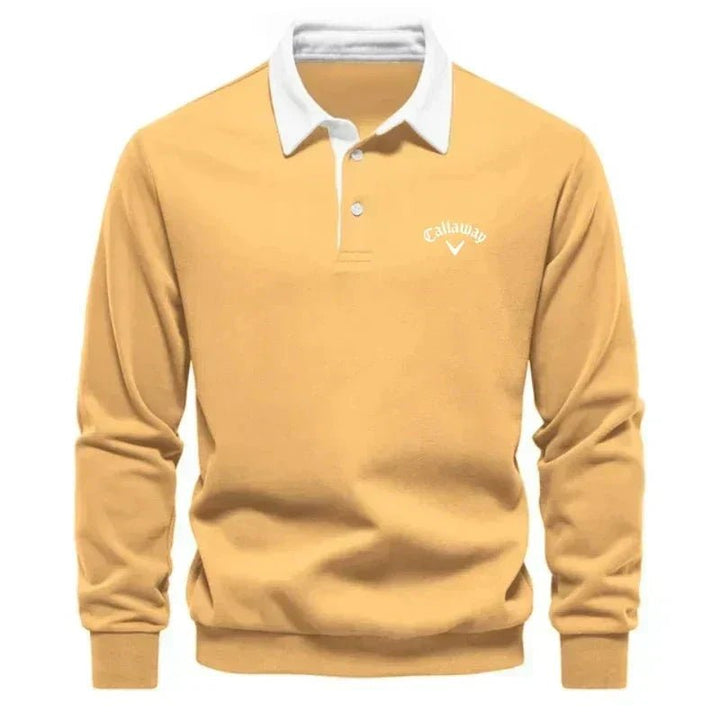 Henry | Men's Long-Sleeve Contrast Collar Cotton-Blend Golf Polo Jumper 5