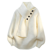 Elizabeth | Warm And Elegant Scarf Neck Knit Sweater