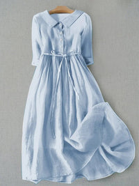 Scarlett | Classic And Breathable Cotton-Linen Waist Tie Dress